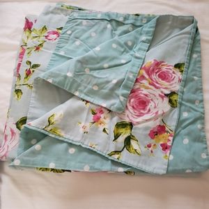 COTTON DOUBLE PINK BLUE ROSE FLORAL REVERSIBLE SHA